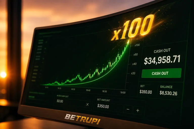 BetRupi Aviator x100 cash out ekrani